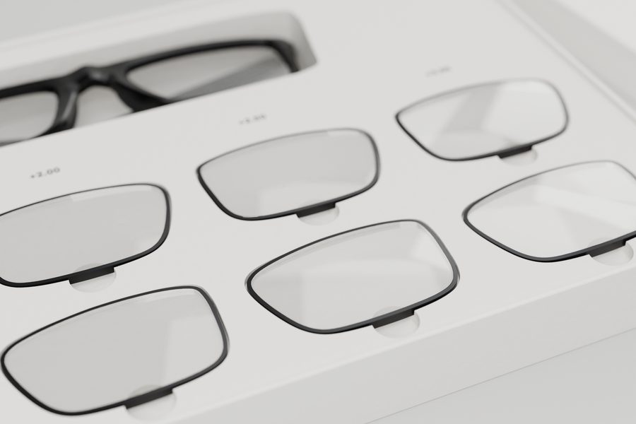 Lenses in their places in the gift box